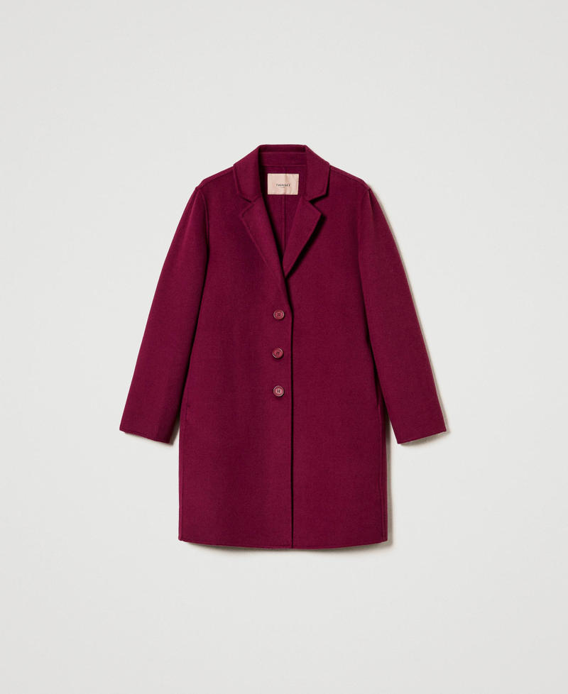 Doubled wool blend cloth coat “Red Plum” Purple Woman 242TP2062_05245_0S