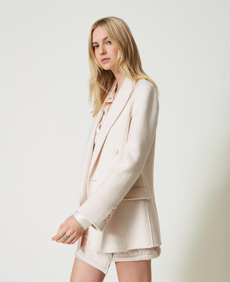 Giacca doppiopetto in panno double misto lana Bianco "Old White" Donna 242TP2063_11748_02