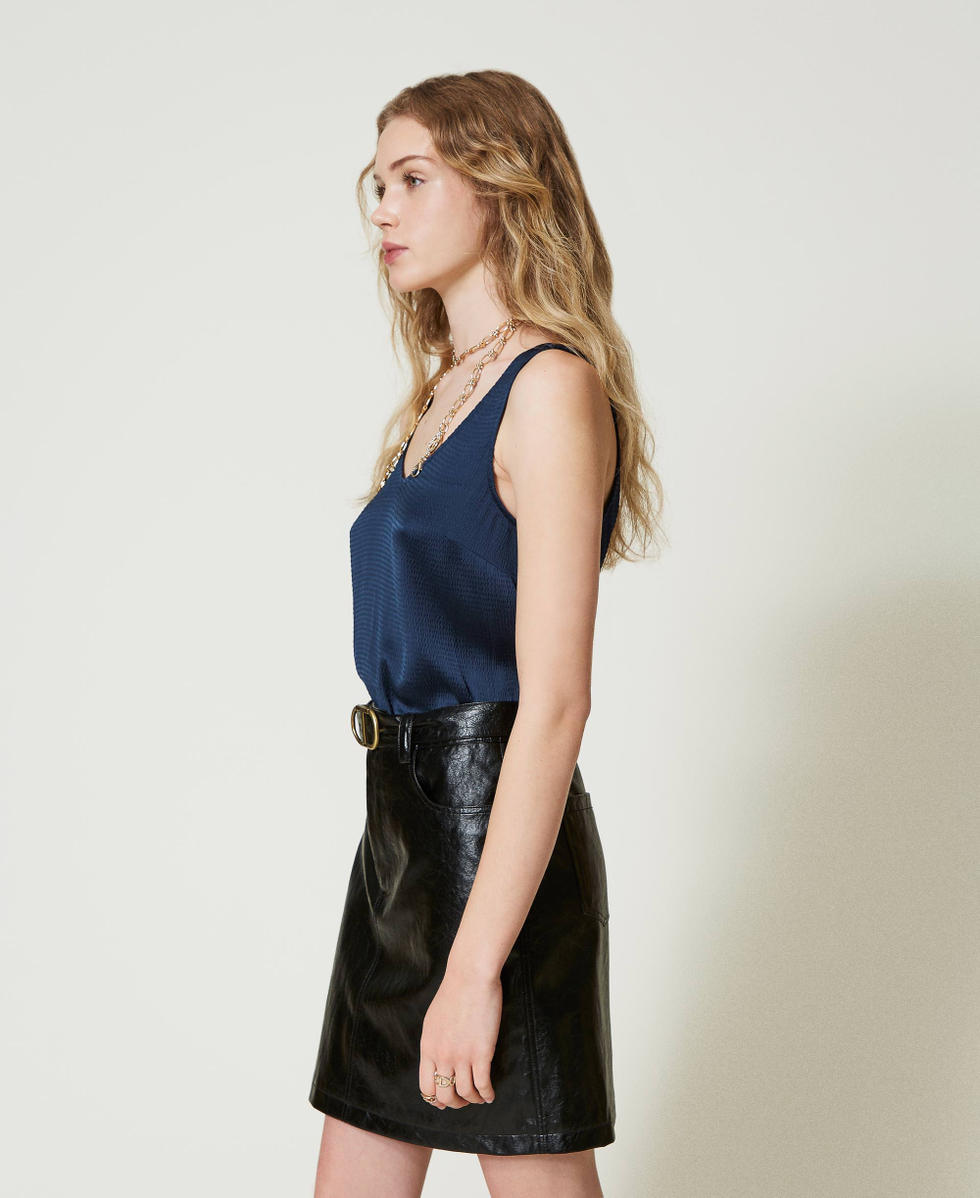 Mini jupe effet cuir avec ceinture Femme Noir TWINSET Milano