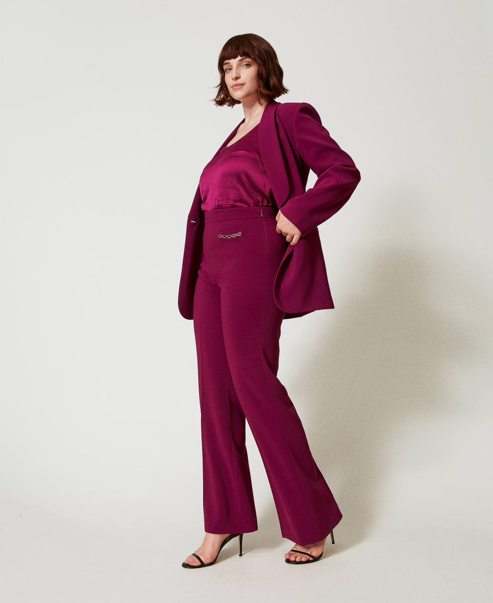 Pantalon &eacute;vas&eacute; avec cha&icirc;ne Oval T Violet &laquo;&nbsp;Prune Rouge&nbsp;&raquo; Femme 242TP2083_05245_01