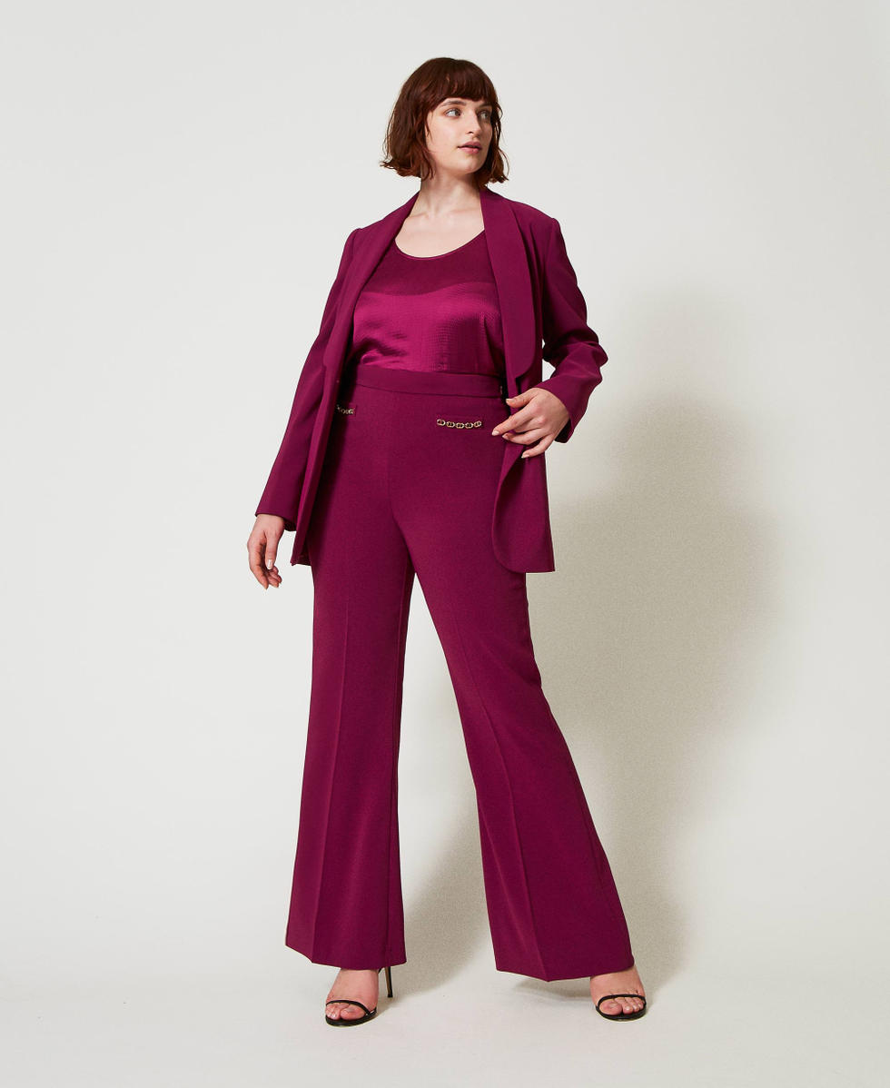 Pantalon &eacute;vas&eacute; avec cha&icirc;ne Oval T Violet &laquo;&nbsp;Prune Rouge&nbsp;&raquo; Femme 242TP2083_05245_02