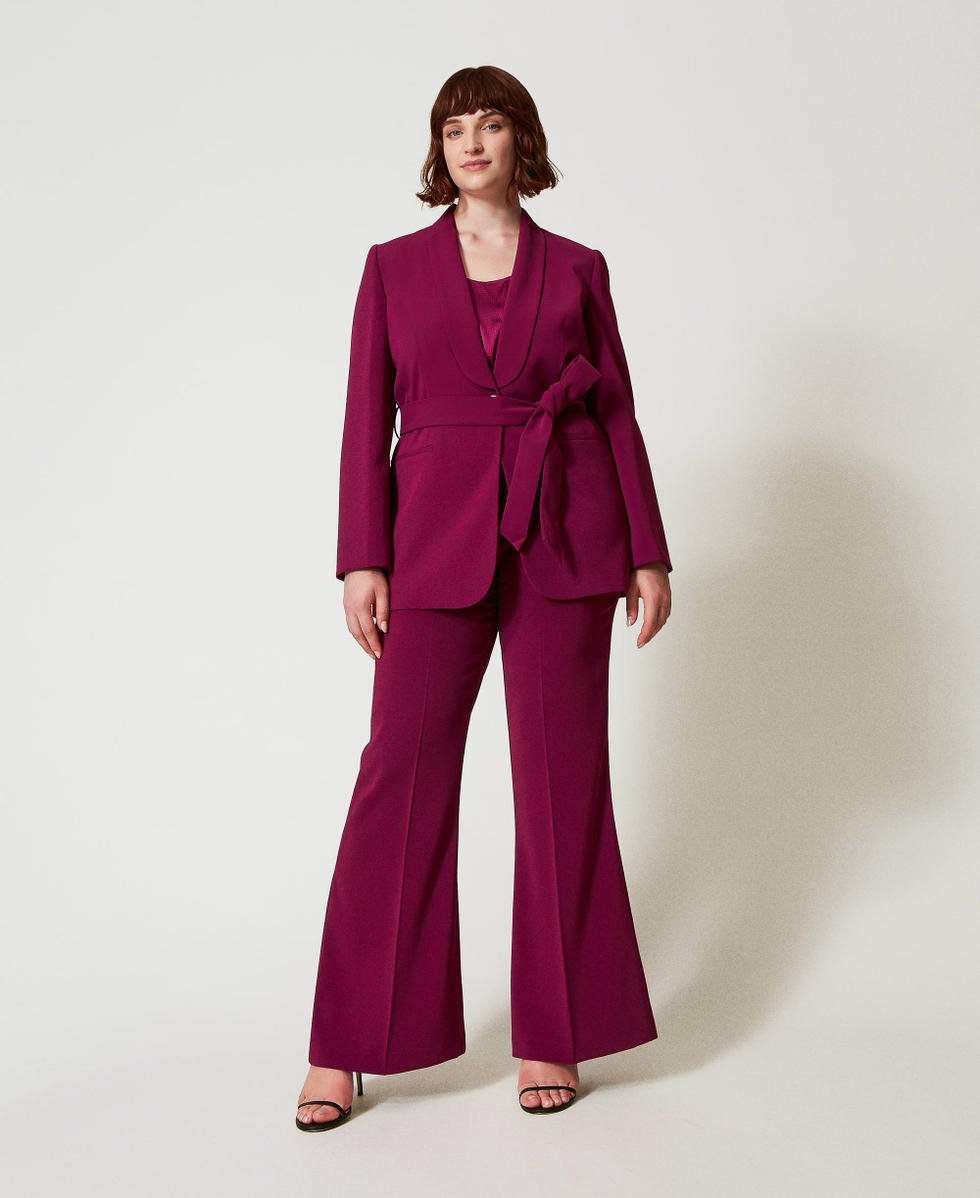 Pantalon &eacute;vas&eacute; avec cha&icirc;ne Oval T Violet &laquo;&nbsp;Prune Rouge&nbsp;&raquo; Femme 242TP2083_05245_04
