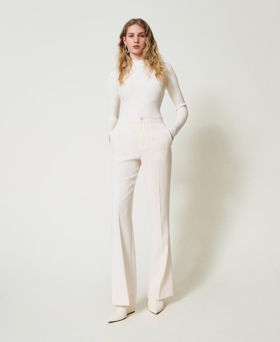 Straight leg trousers with slits