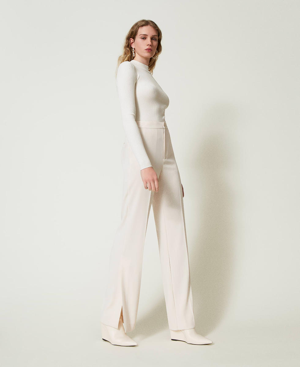 Straight leg trousers with slits