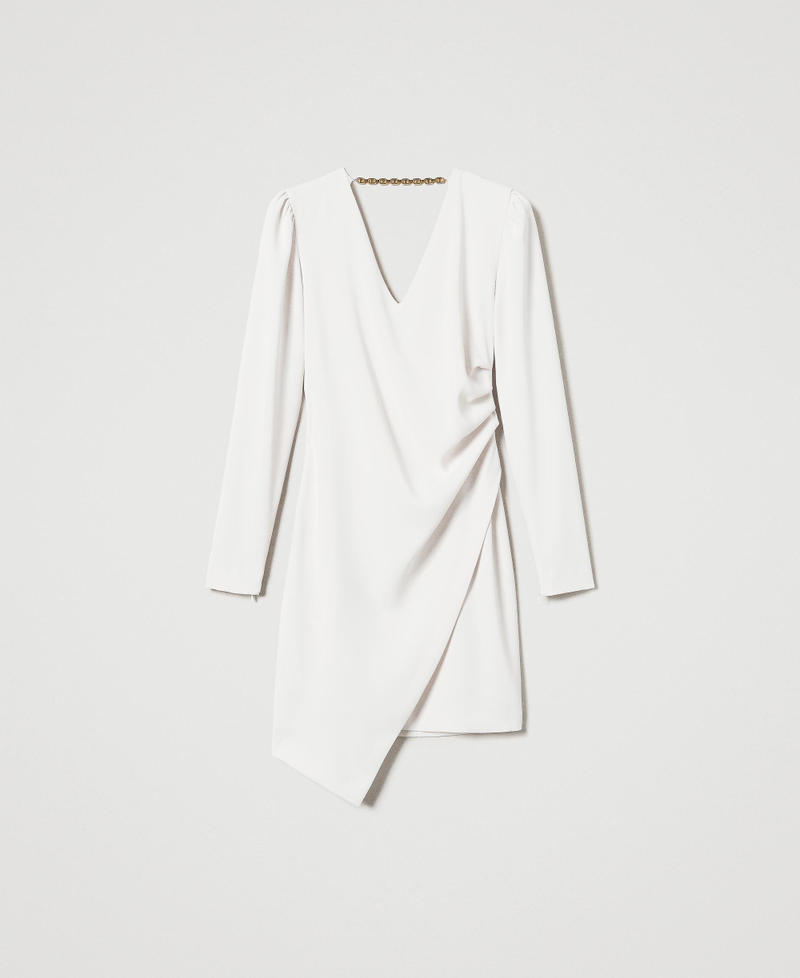 Short dress with Oval T chain Old White Woman 242TP2088_11748_S0