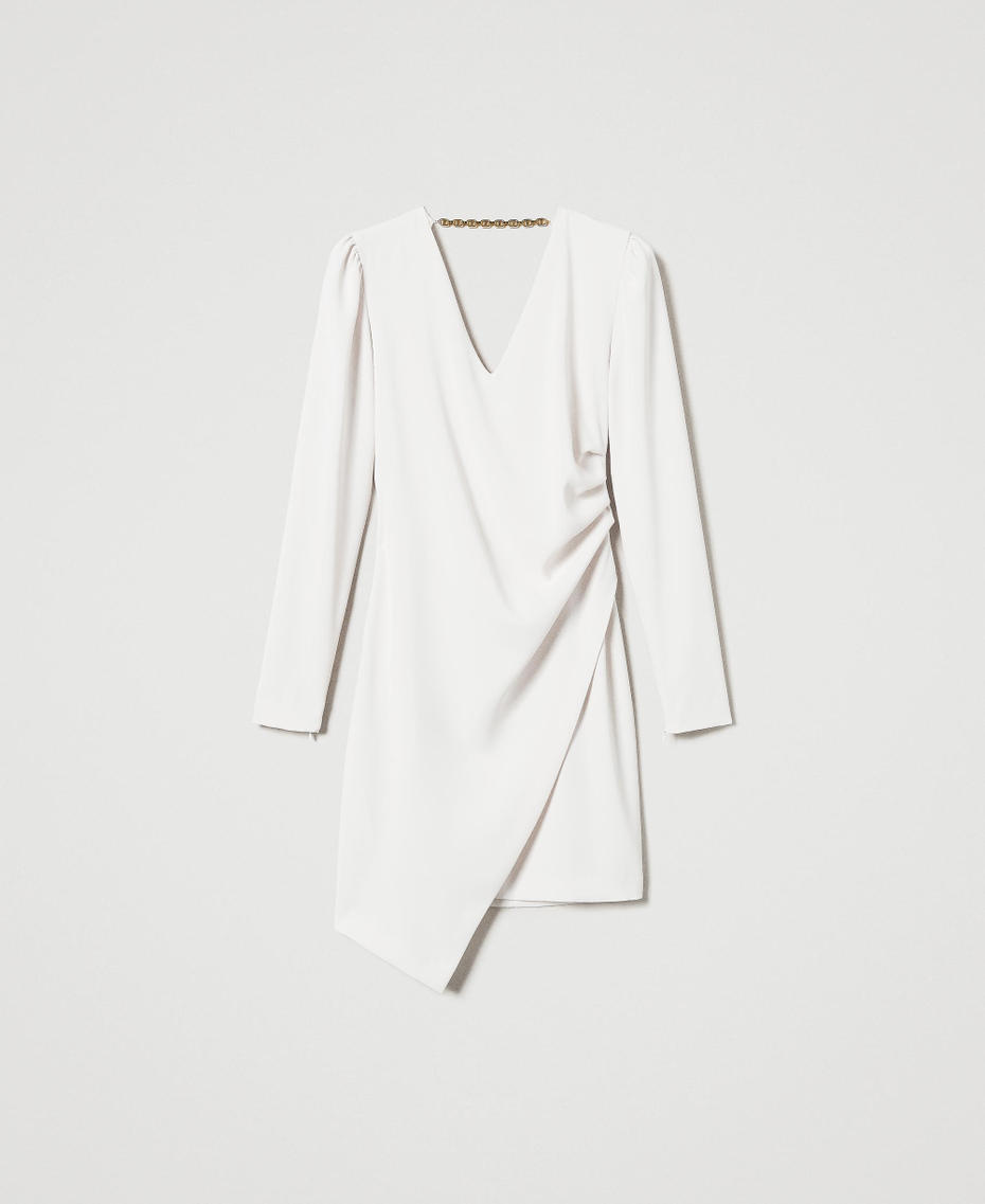 Short dress with Oval T chain Old White Woman 242TP2088_11748_S0