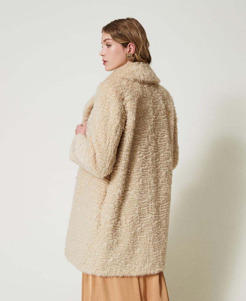 Midi faux fur coat Ivory Woman 242TP2094_00018_03