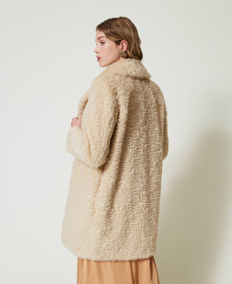 Midi faux fur coat Woman White TWINSET Milano