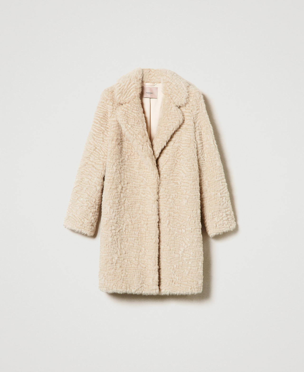 Midi faux fur coat Ivory Woman 242TP2094_00018_0S