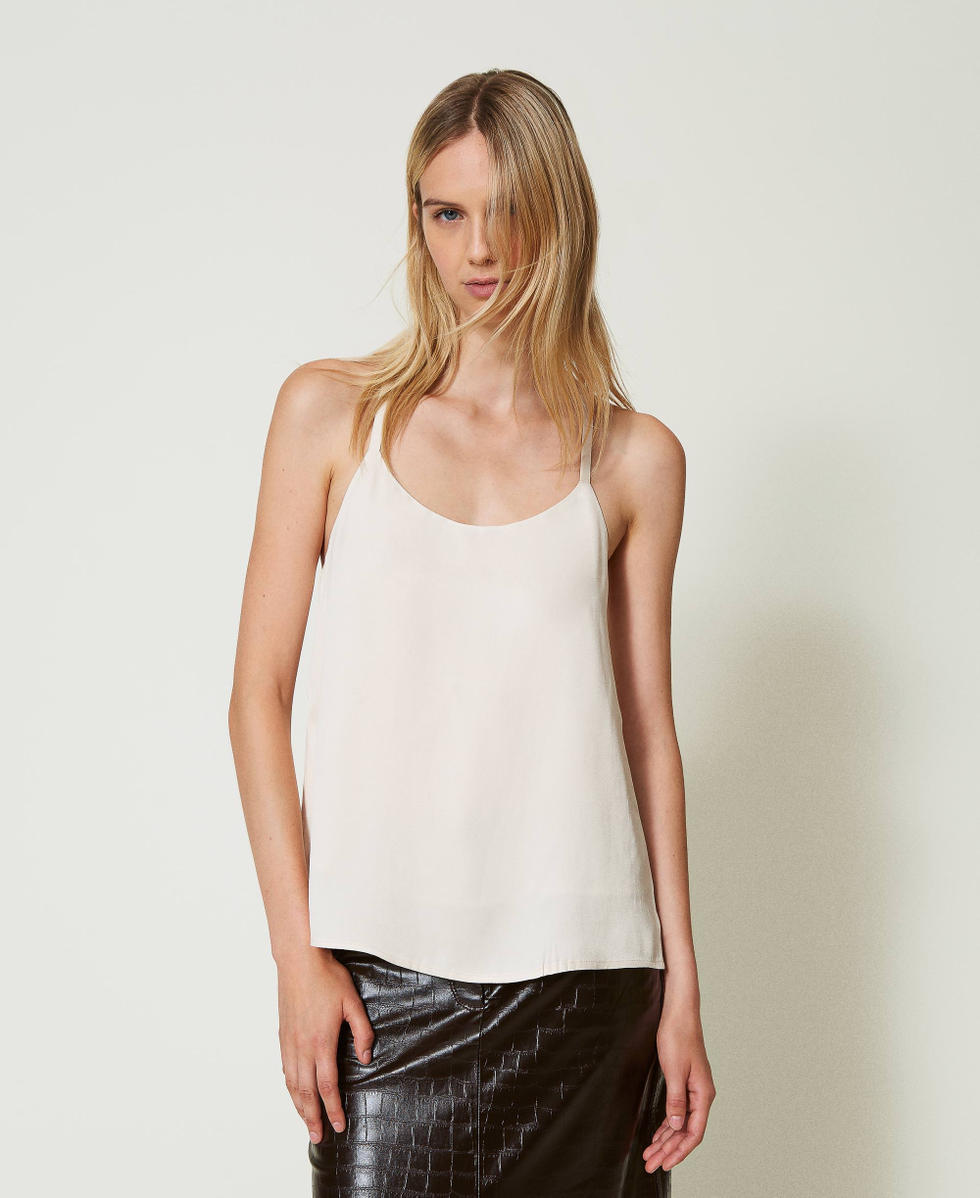 Satin top with thin shoulder straps Old White Woman 242TP2135_11748_02