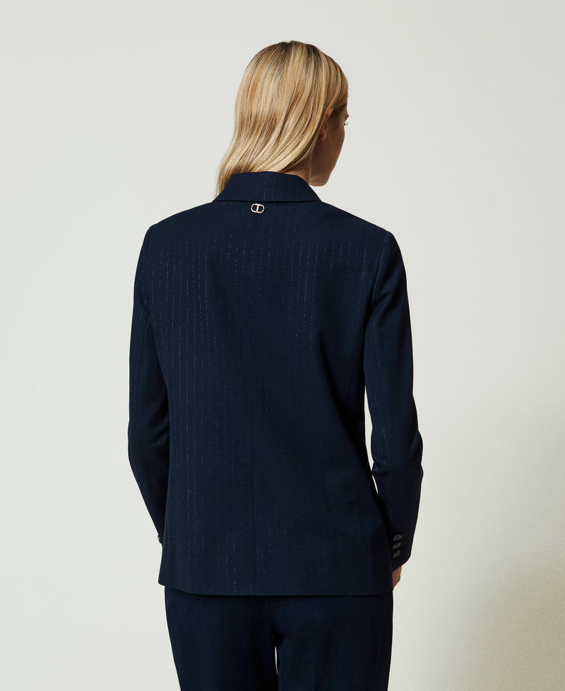 Lurex pinstripe blazer Lurex Pinstripe Indigo Woman 242TP2150_11763_03