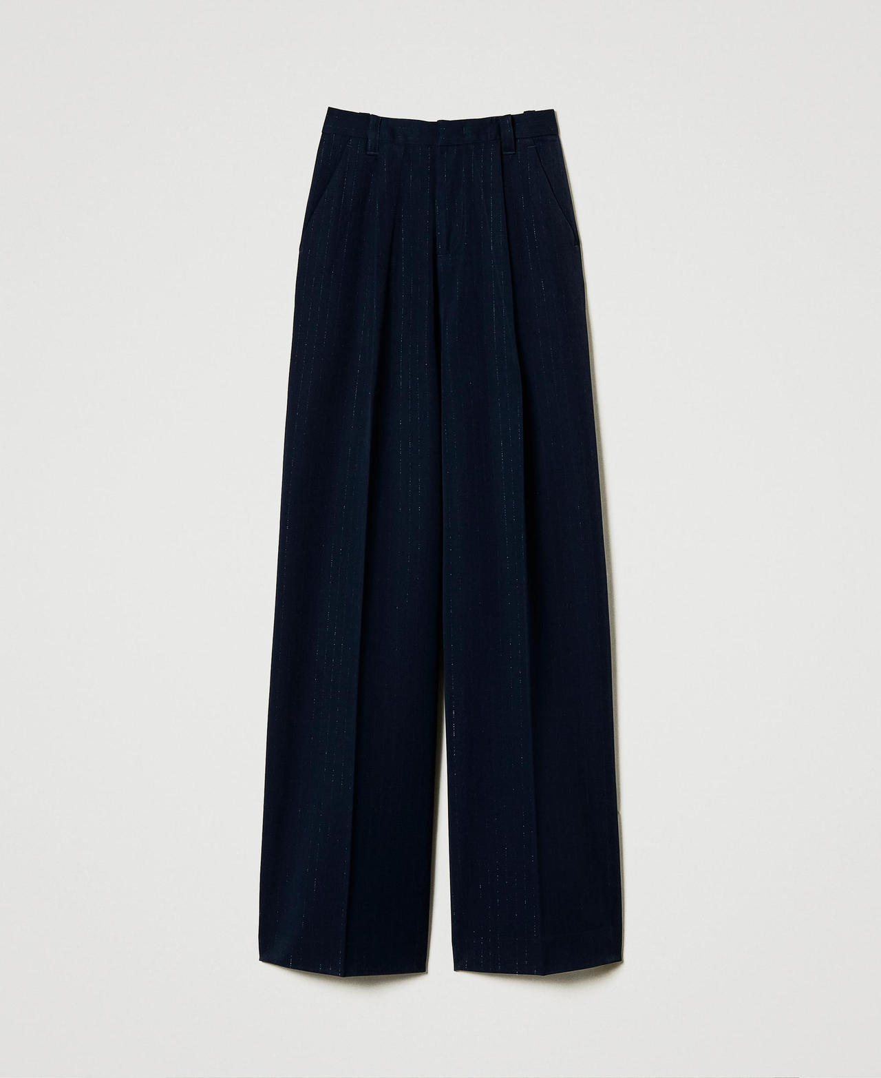 Lurex pinstripe wide leg trousers