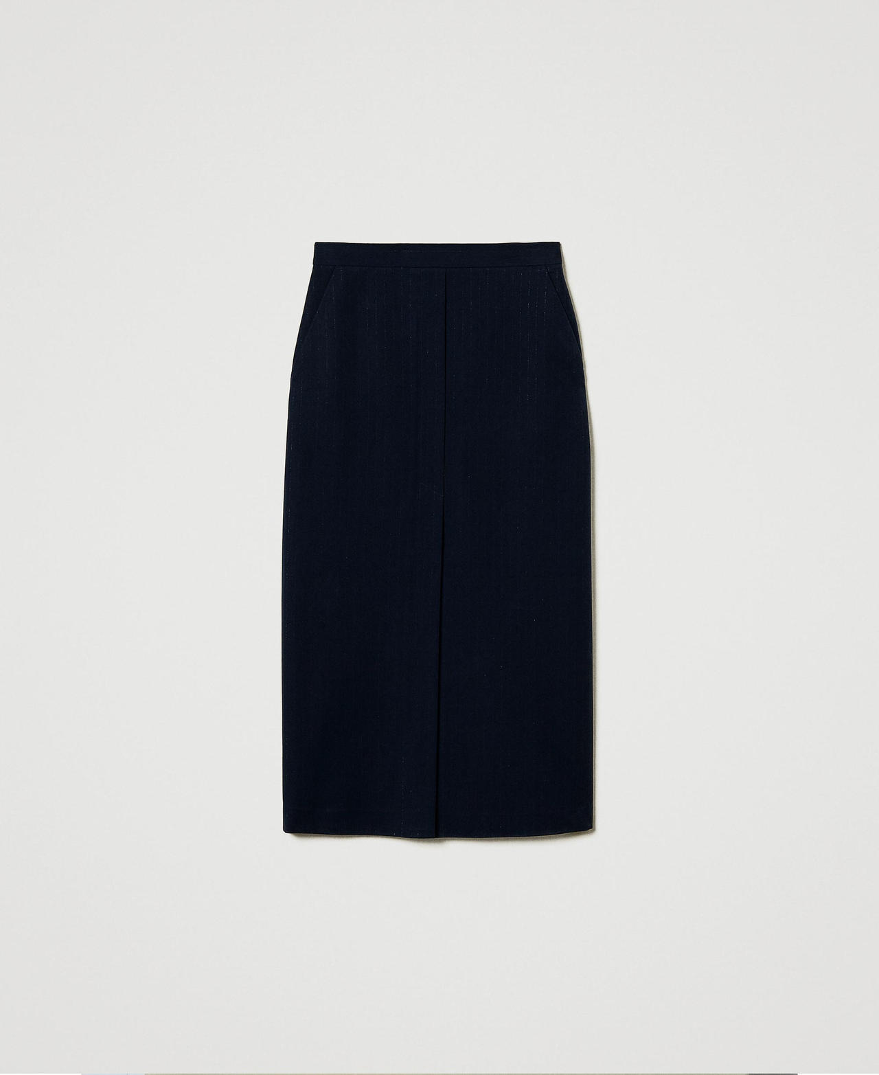 Lurex pinstripe midi skirt Lurex Pinstripe Indigo Woman 242TP2153_11763_0S