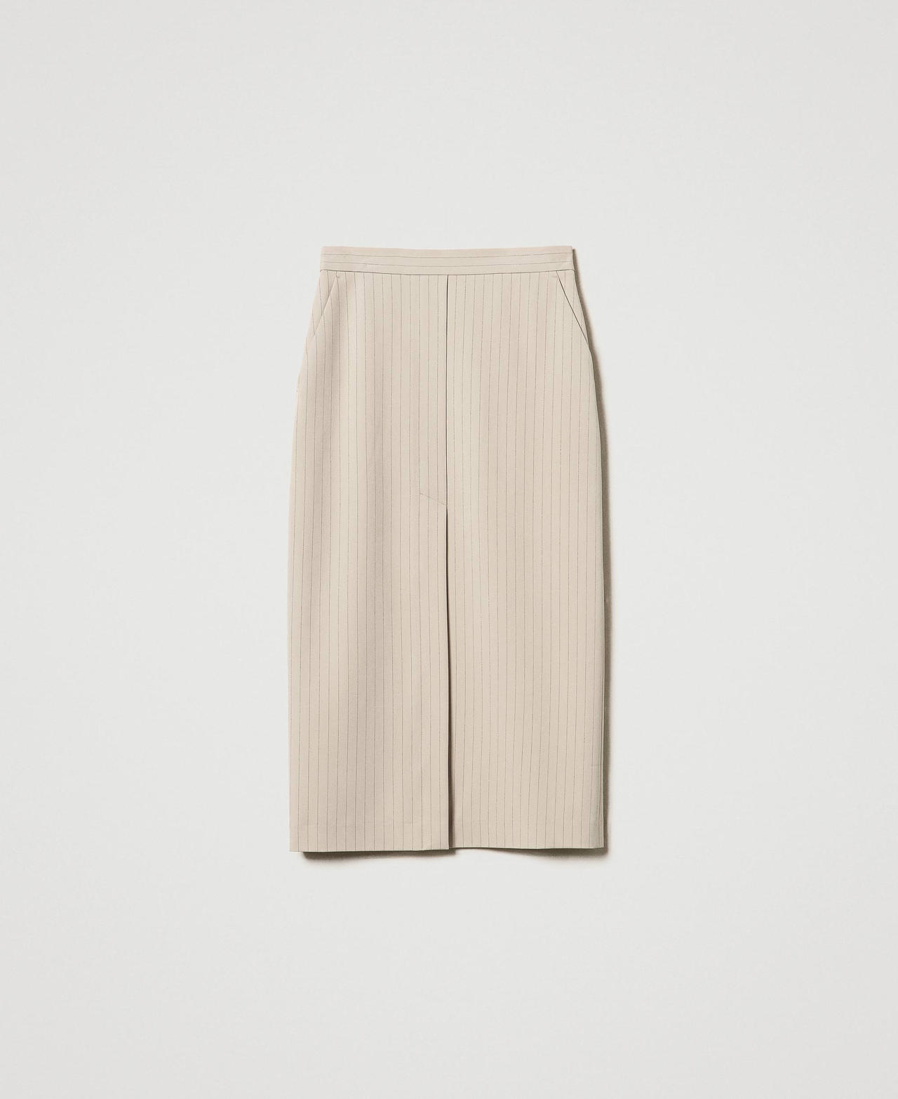 Lurex pinstripe midi skirt Lurex Pinstripe Beige Woman 242TP2153_11764_0S