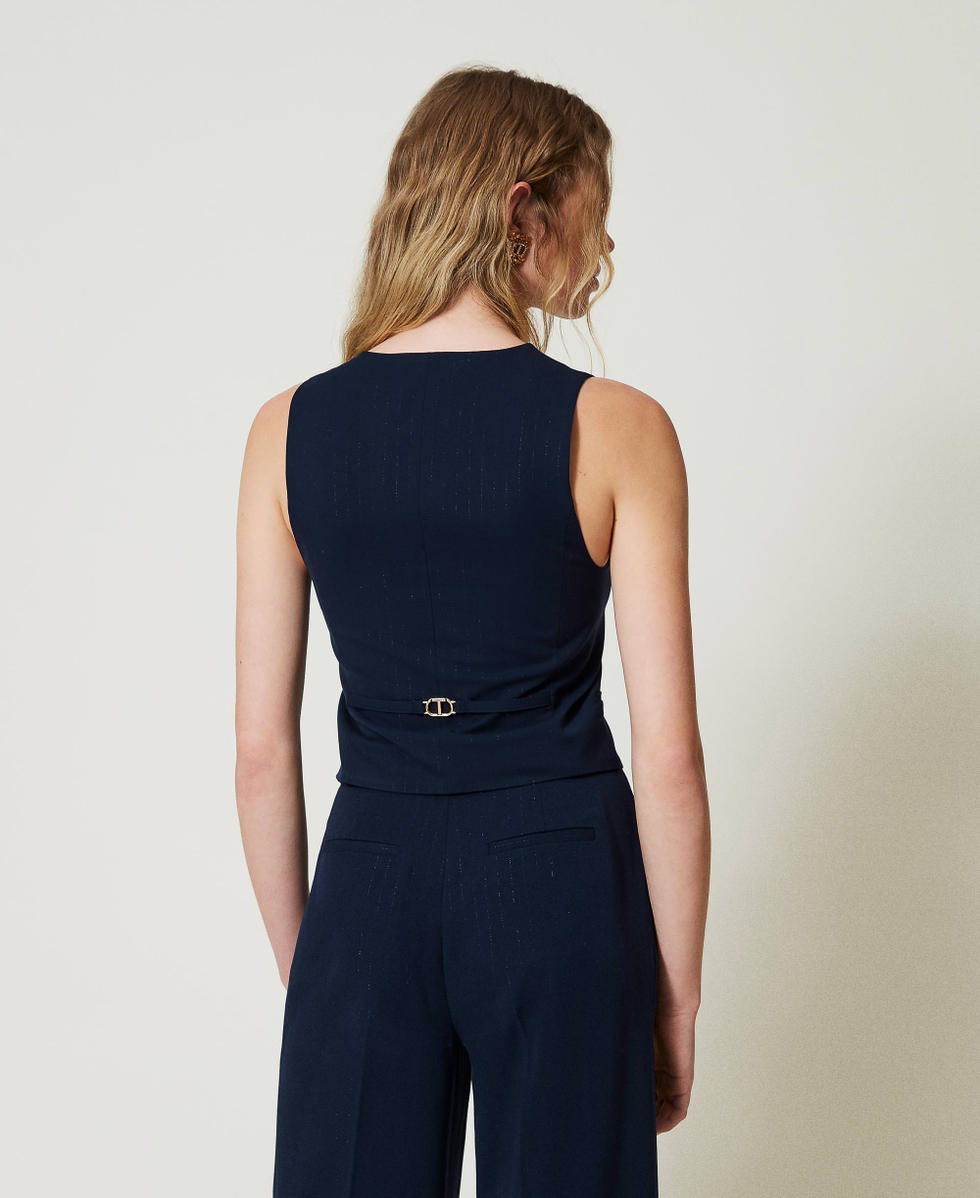 Gilet ajuste raye avec lurex Femme Bleu TWINSET Milano