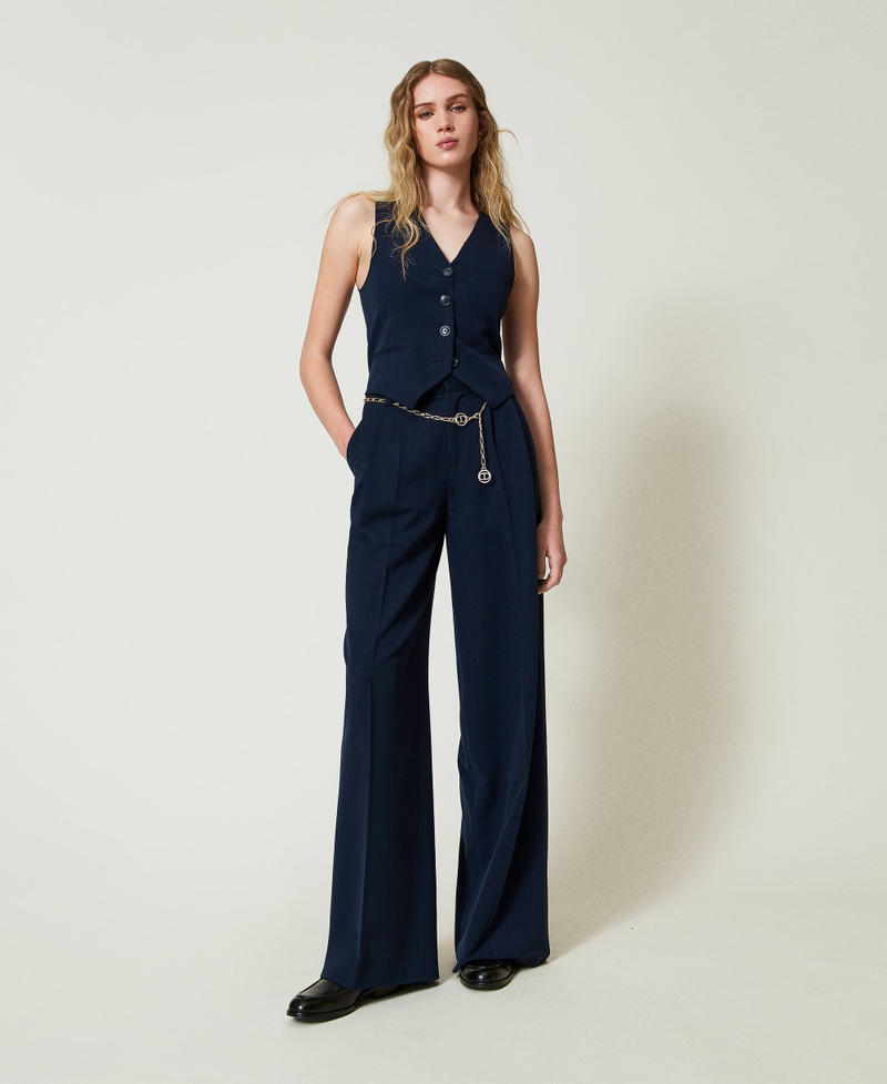 Lurex pinstripe fitted waistcoat Lurex Pinstripe Indigo Woman 242TP2158_11763_T0