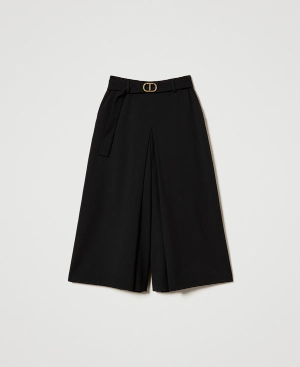 Gonna pantalone in misto lana con cintura