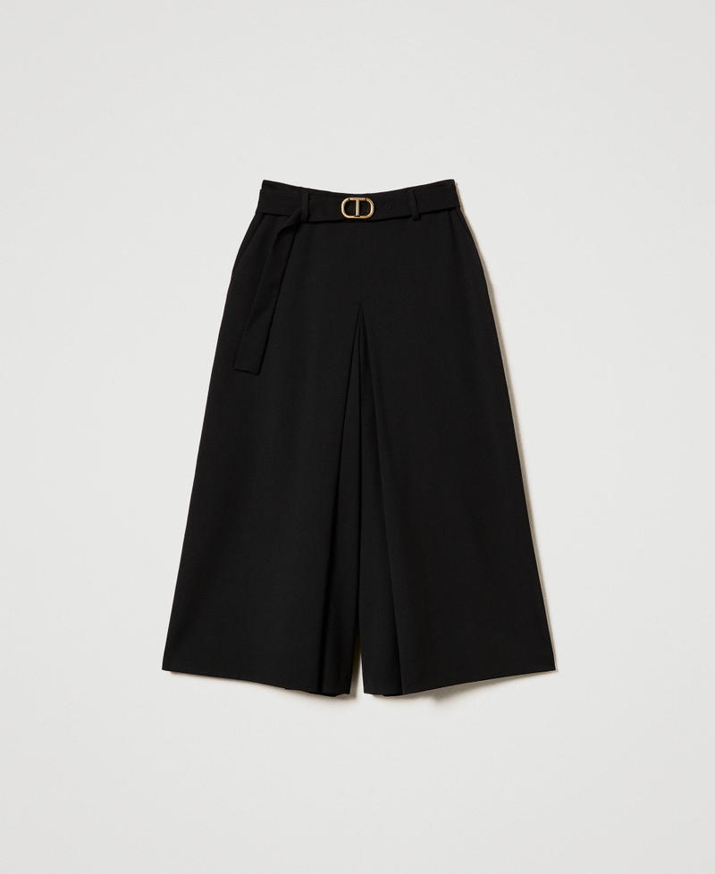 Wool blend trouser-skirt with belt Black Woman 242TP2162_00006_S0