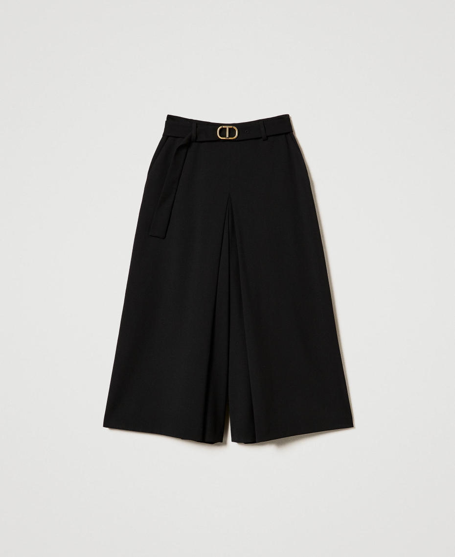 Wool blend trouser-skirt with belt Black Woman 242TP2162_00006_S0