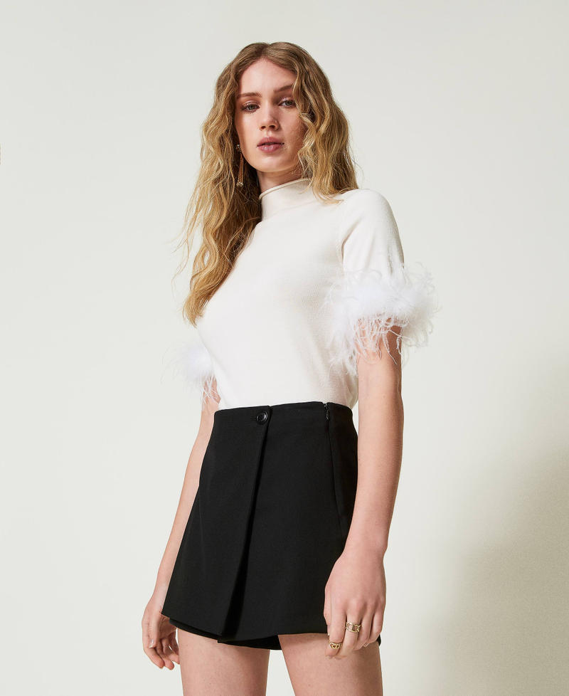 Wool blend wrap-around shorts Black Woman 242TP2163_00006_02