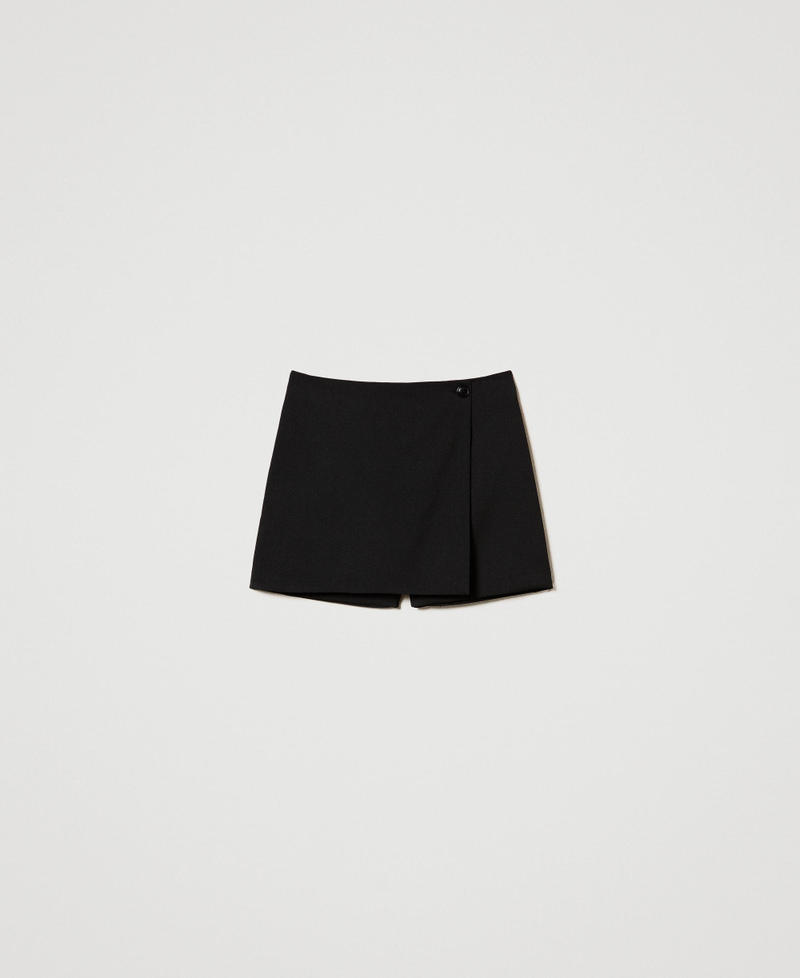 Wool blend wrap-around shorts Black Woman 242TP2163_00006_S0
