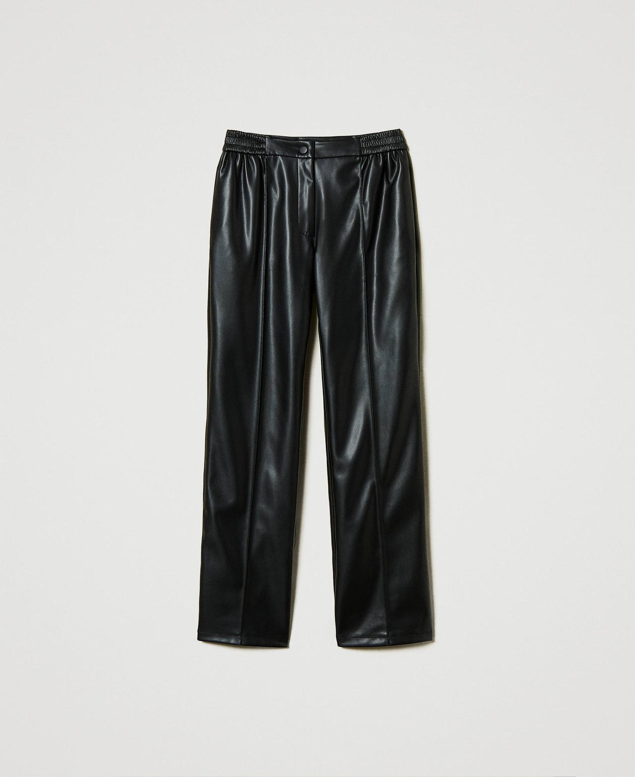 Leather-like trousers with elasticated waist Black Woman 242TP2201_00006_0S