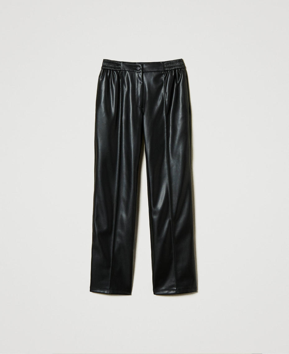 Leather-like trousers with elasticated waist Black Woman 242TP2201_00006_S0