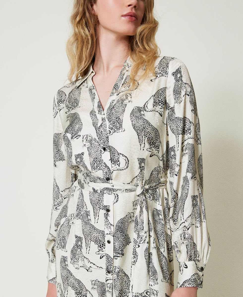 Robe midi jacquard avec imprim&eacute; jaguar