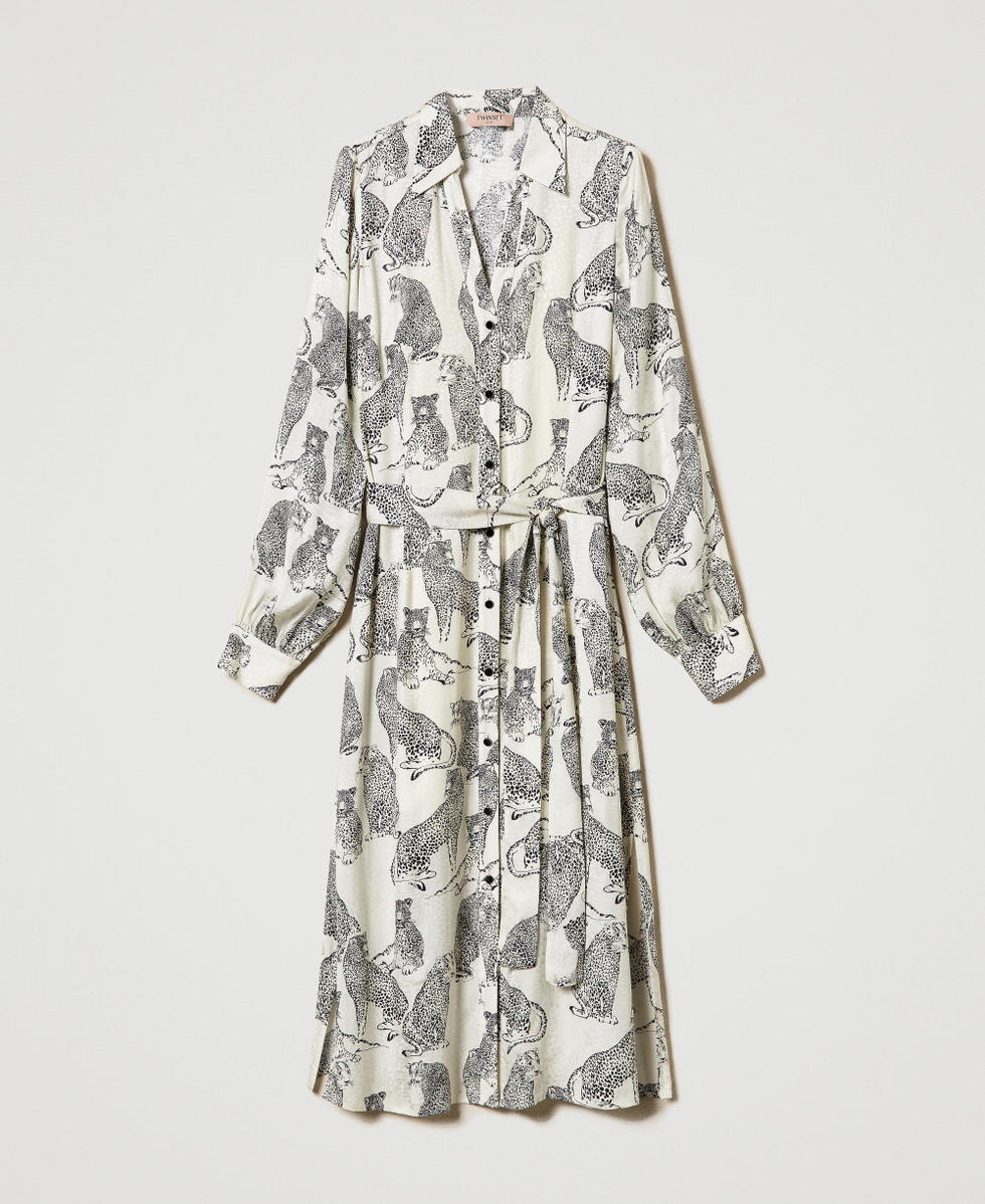 Robe midi jacquard avec imprim&eacute; jaguar