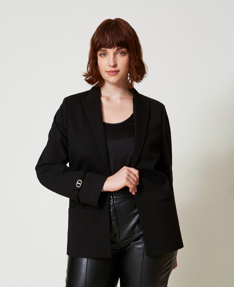 Blazer with Oval T straps Black Woman 242TP2245_00006_01