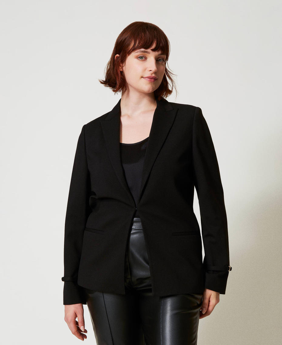 Blazer with Oval T straps Black Woman 242TP2245_00006_04