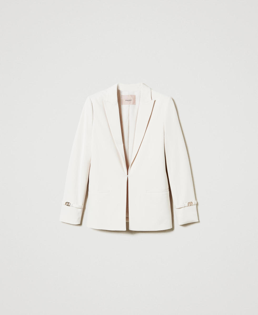 Giacca blazer con cinturino Oval T Bianco "Old White" Donna 242TP2245_11748_S0