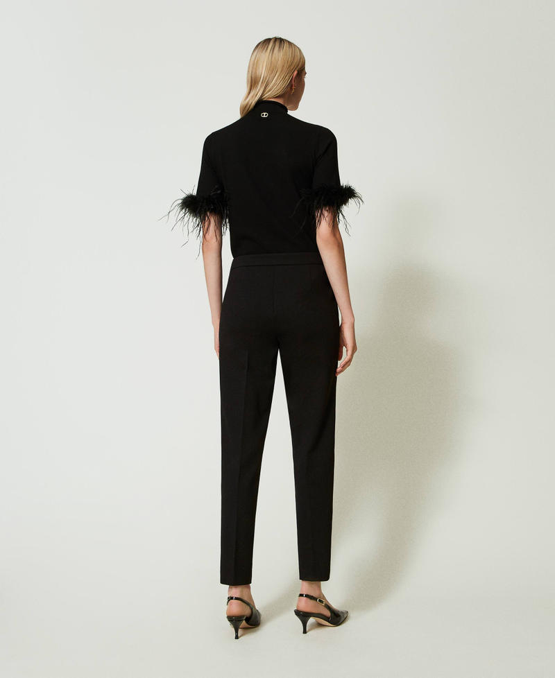 Trousers with Oval T waist strap and crease Black Woman 242TP224A_00006_03