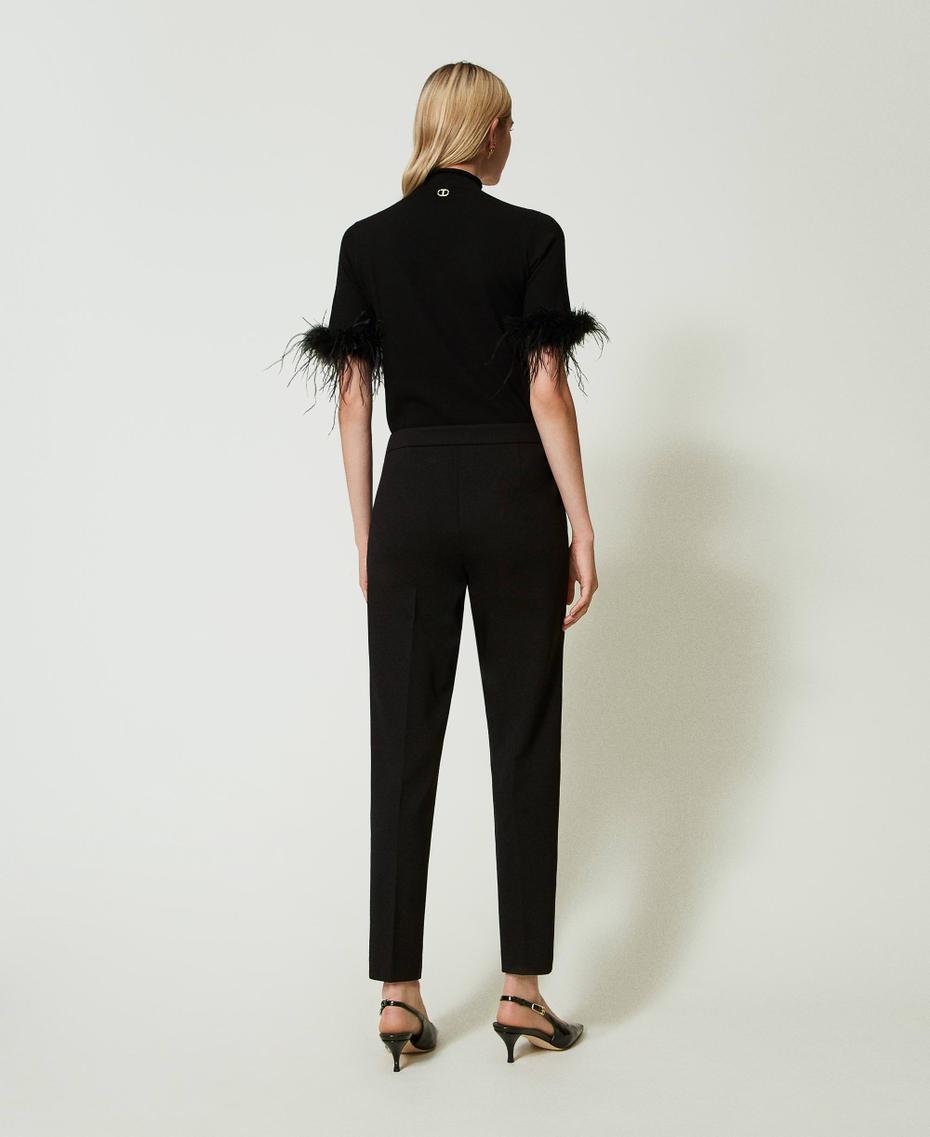 Trousers with Oval T waist strap and crease Black Woman 242TP224A_00006_03