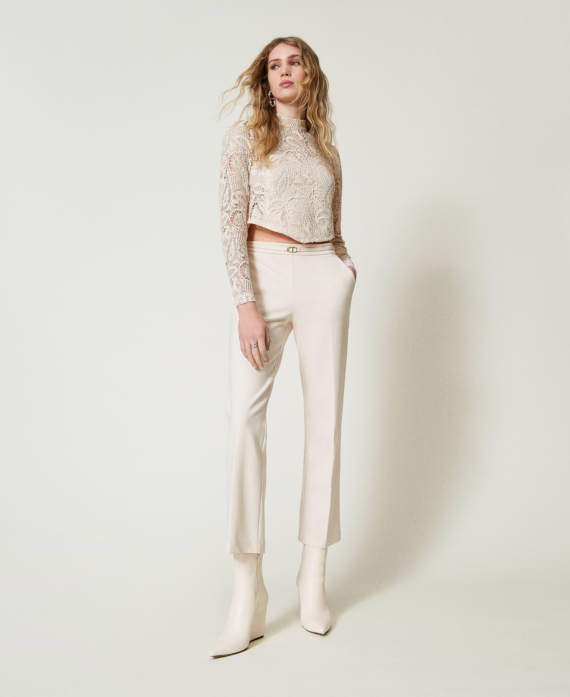 Trousers with Oval T waist strap and crease