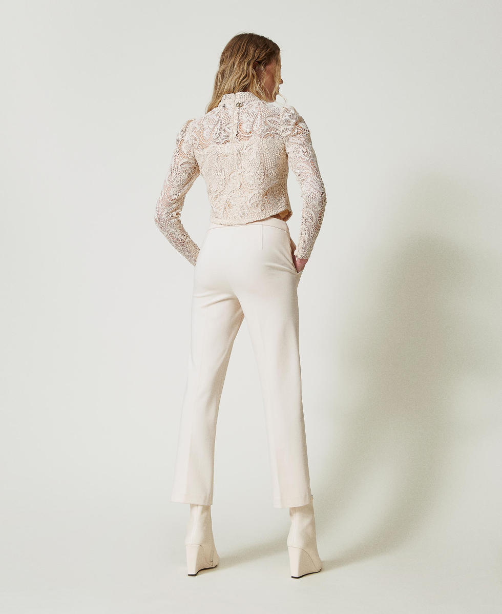 Pantalon avec bride Oval T et pli Blanc &laquo;&nbsp;Old White&nbsp;&raquo; Femme 242TP224A_11748_03