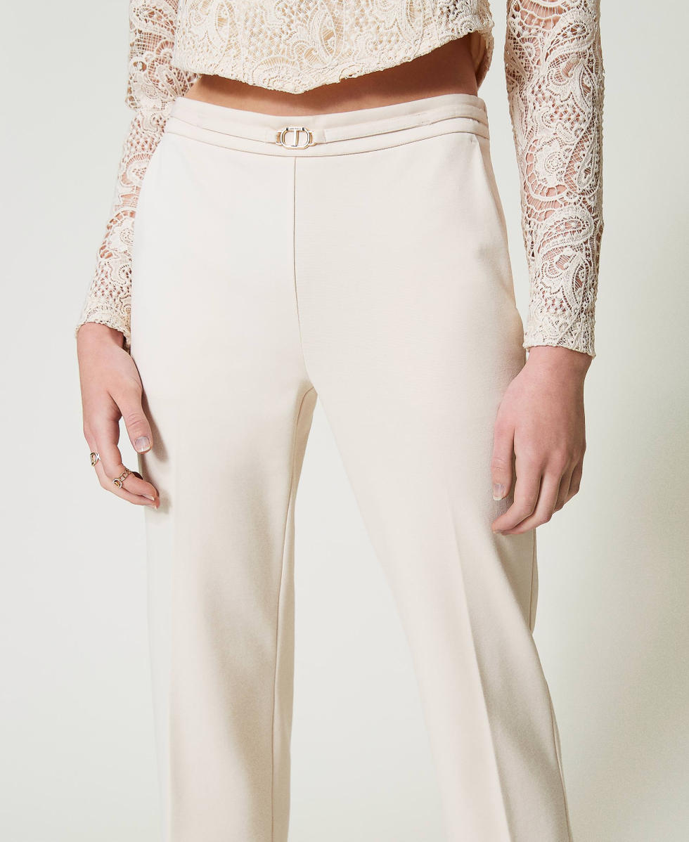 Pantalon avec bride Oval T et pli Blanc &laquo;&nbsp;Old White&nbsp;&raquo; Femme 242TP224A_11748_04