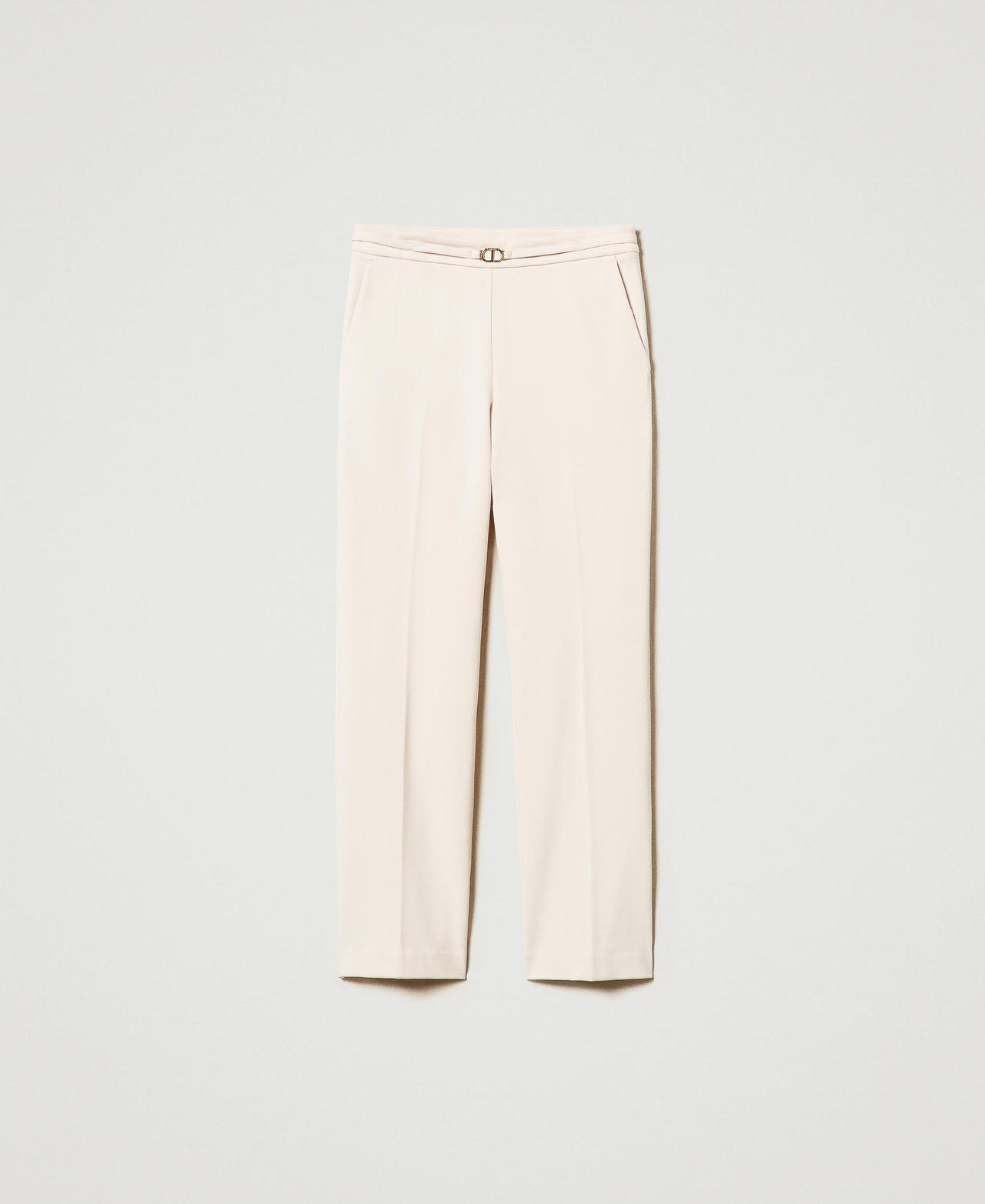 Trousers with Oval T waist strap and crease Old White Woman 242TP224A_11748_0S