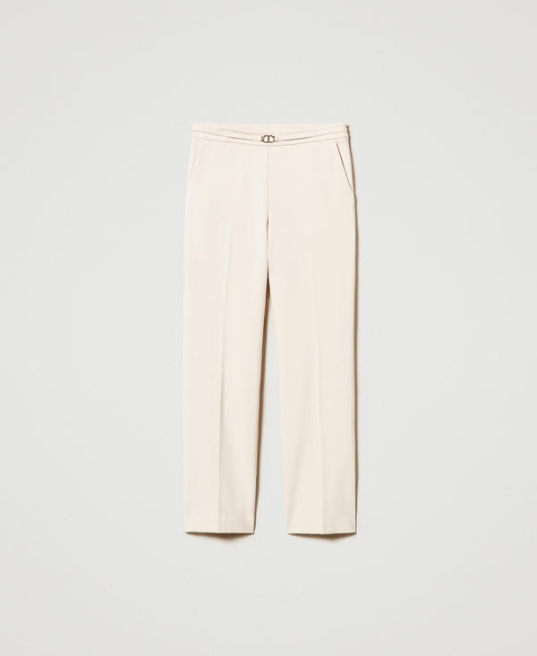 Pantaloni con cinturino Oval T e piega