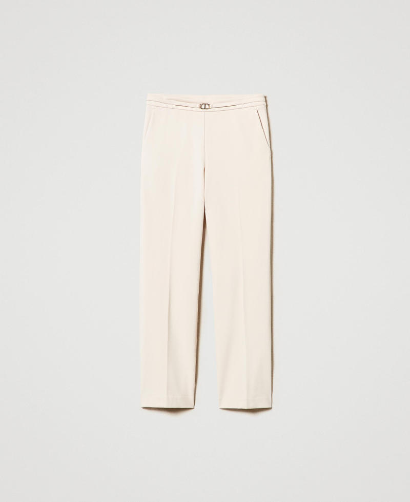 Trousers with Oval T waist strap and crease Old White Woman 242TP224A_11748_S0