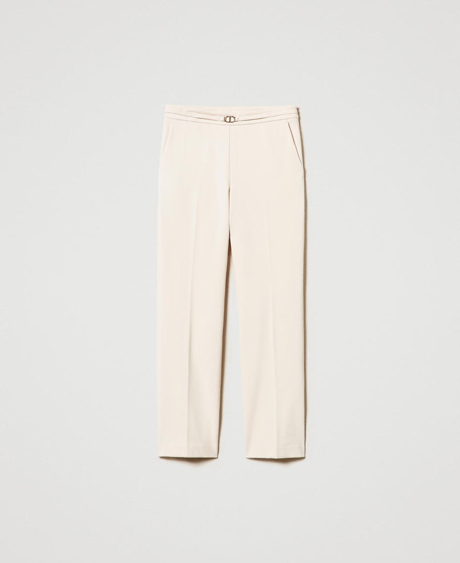 Trousers with Oval T waist strap and crease Old White Woman 242TP224A_11748_S0