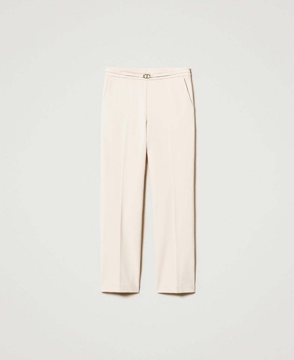 Pantalon avec bride Oval T et pli Blanc &laquo;&nbsp;Old White&nbsp;&raquo; Femme 242TP224A_11748_S0