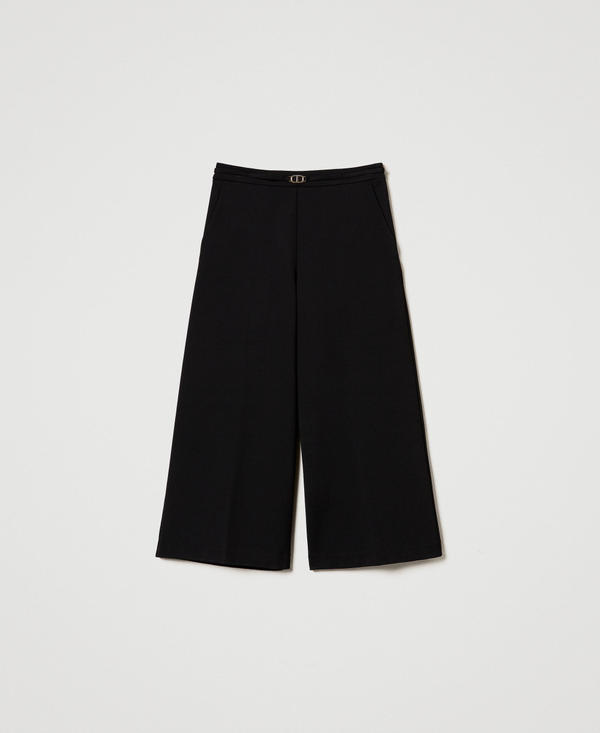 Pantaloni cropped con cinturino Oval T