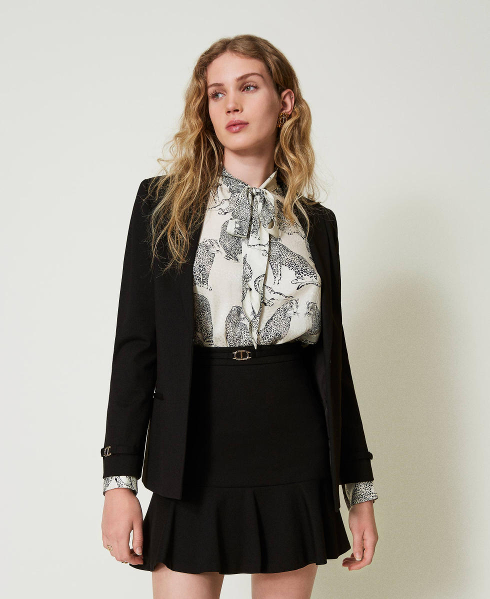 Mini-jupe avec bride Oval T Noir Femme 242TP224C_00006_01