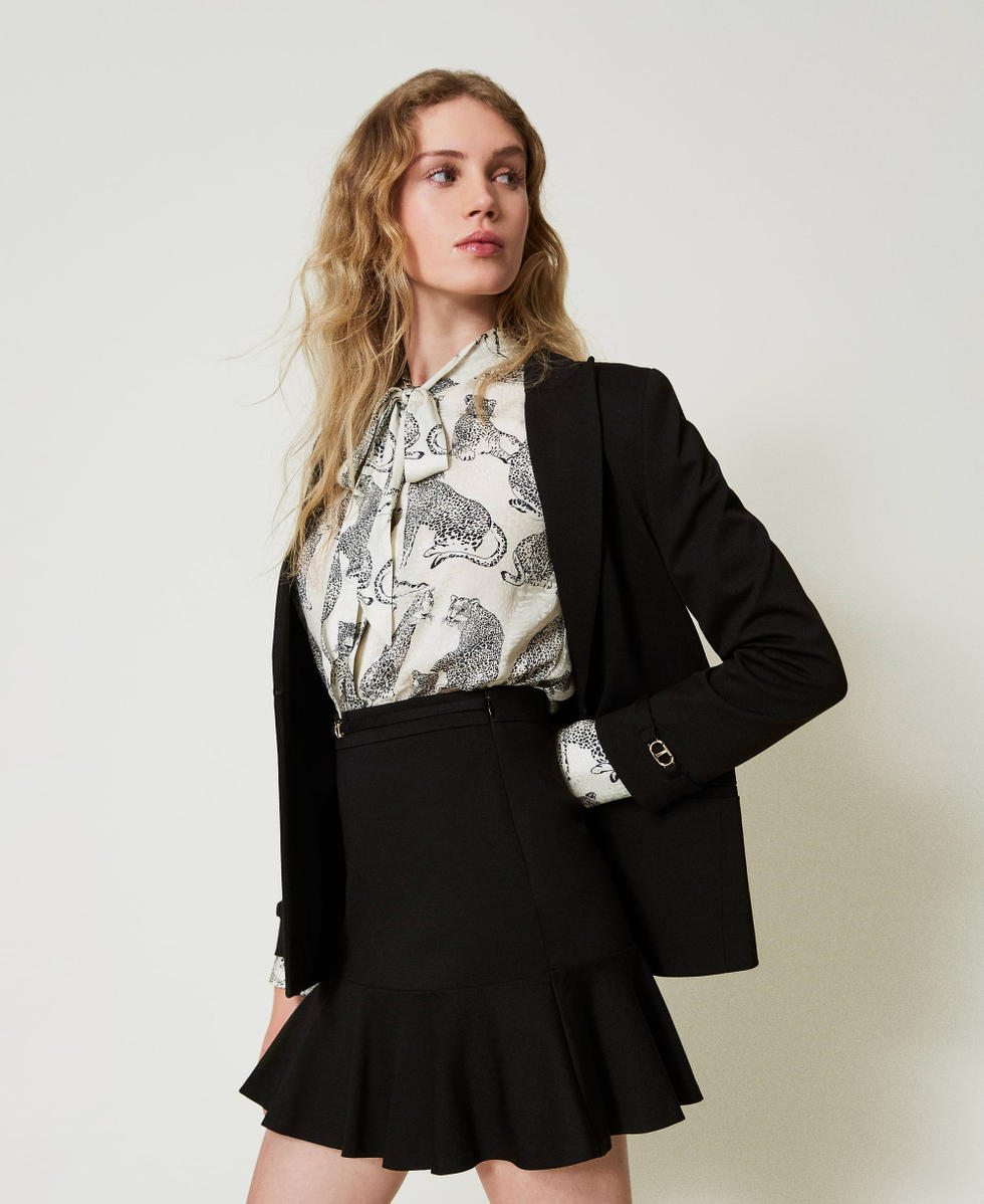 Miniskirt with Oval T waist strap Woman, Black | TWINSET Milano