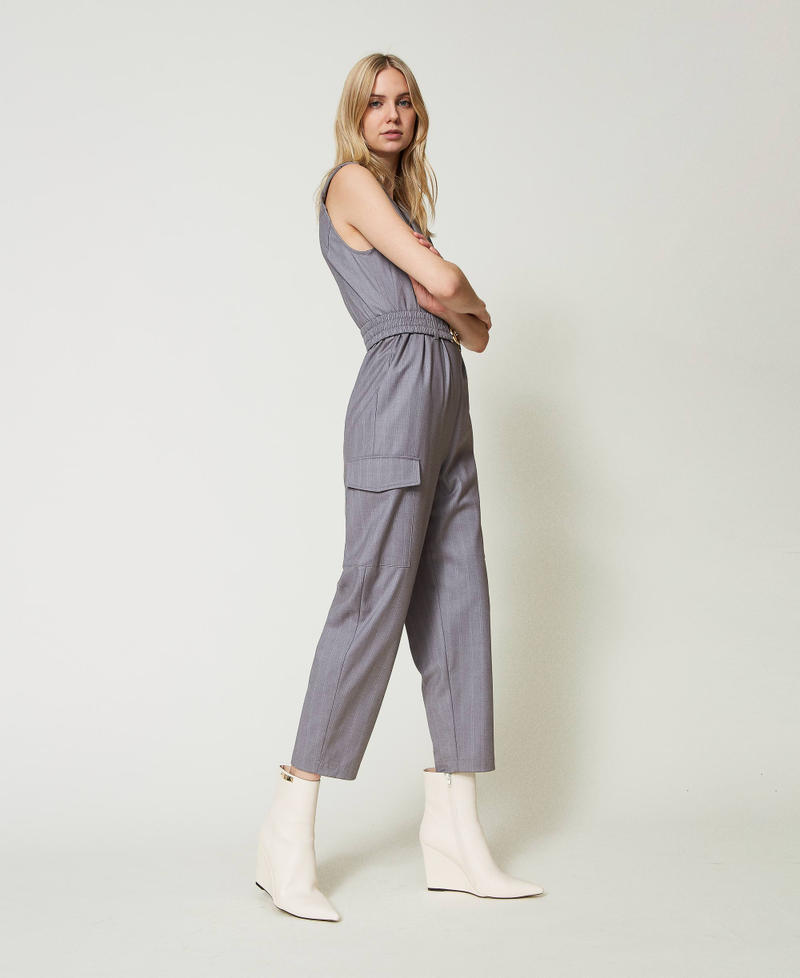 Pinstripe jumpsuit with belt Snow Pinstripe Melange Grey Woman 242TP2280-03