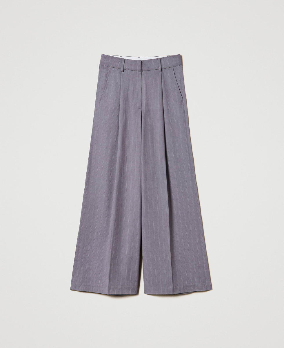 Pantalon ample ray&eacute; avec revers
