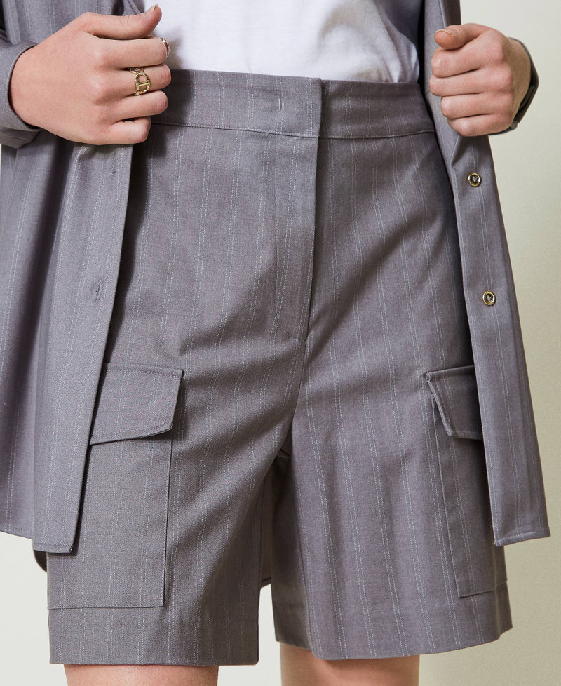 Pinstripe Bermuda shorts with pockets
