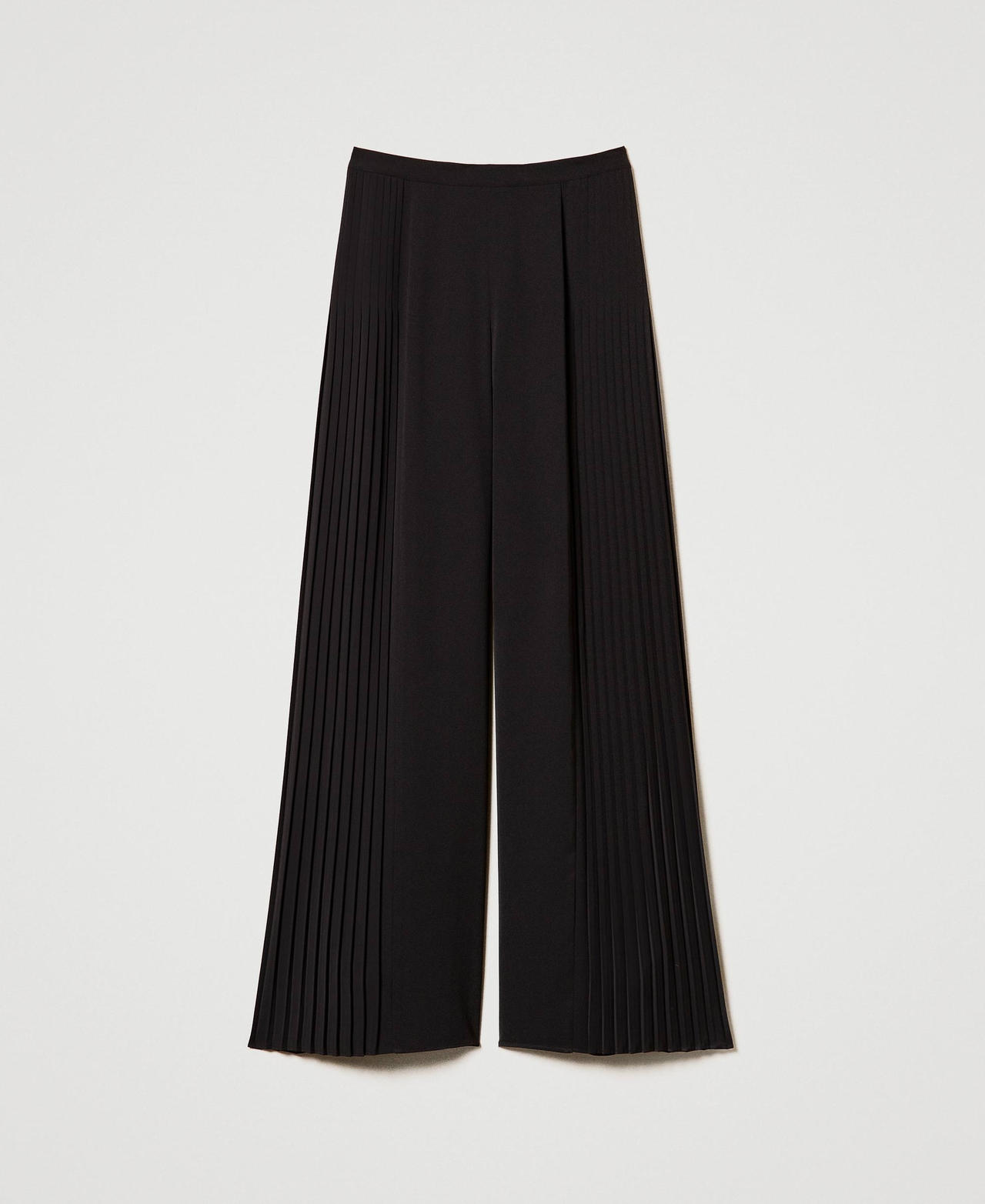 Pleated georgette palazzo trousers Black Woman 242TP2292_00006_0S