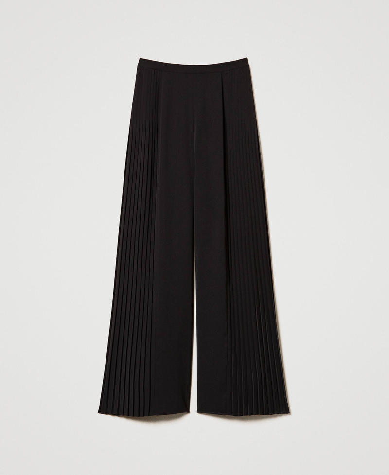 Pleated georgette palazzo trousers Black Woman 242TP2292_00006_0S